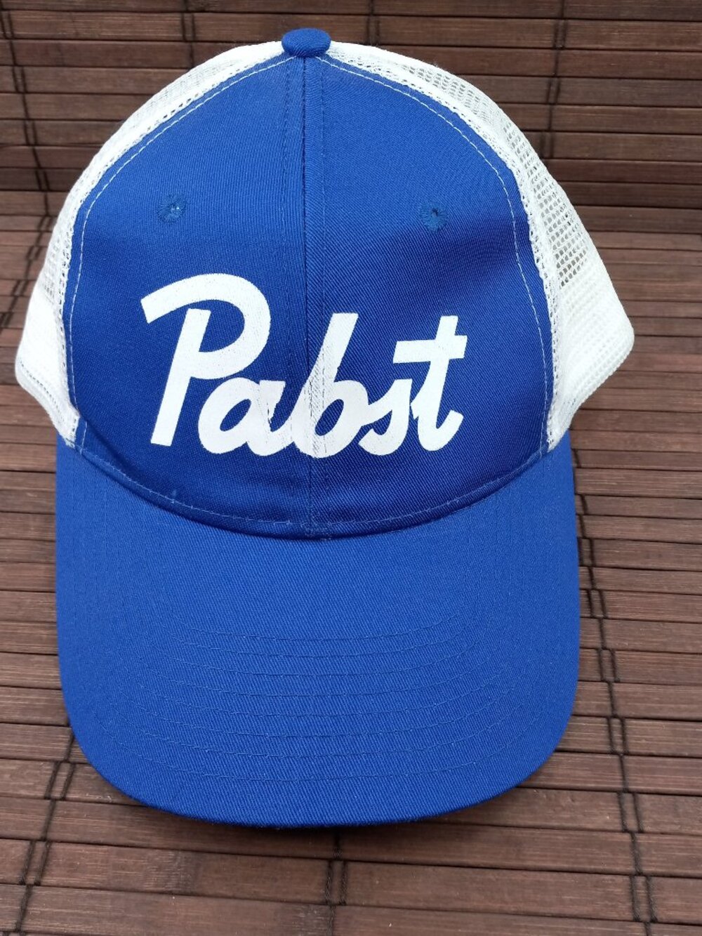 Pabst Blue Ribbon PBR Trucker Hat Blue With White Mesh Adjustable SnapBack Cap